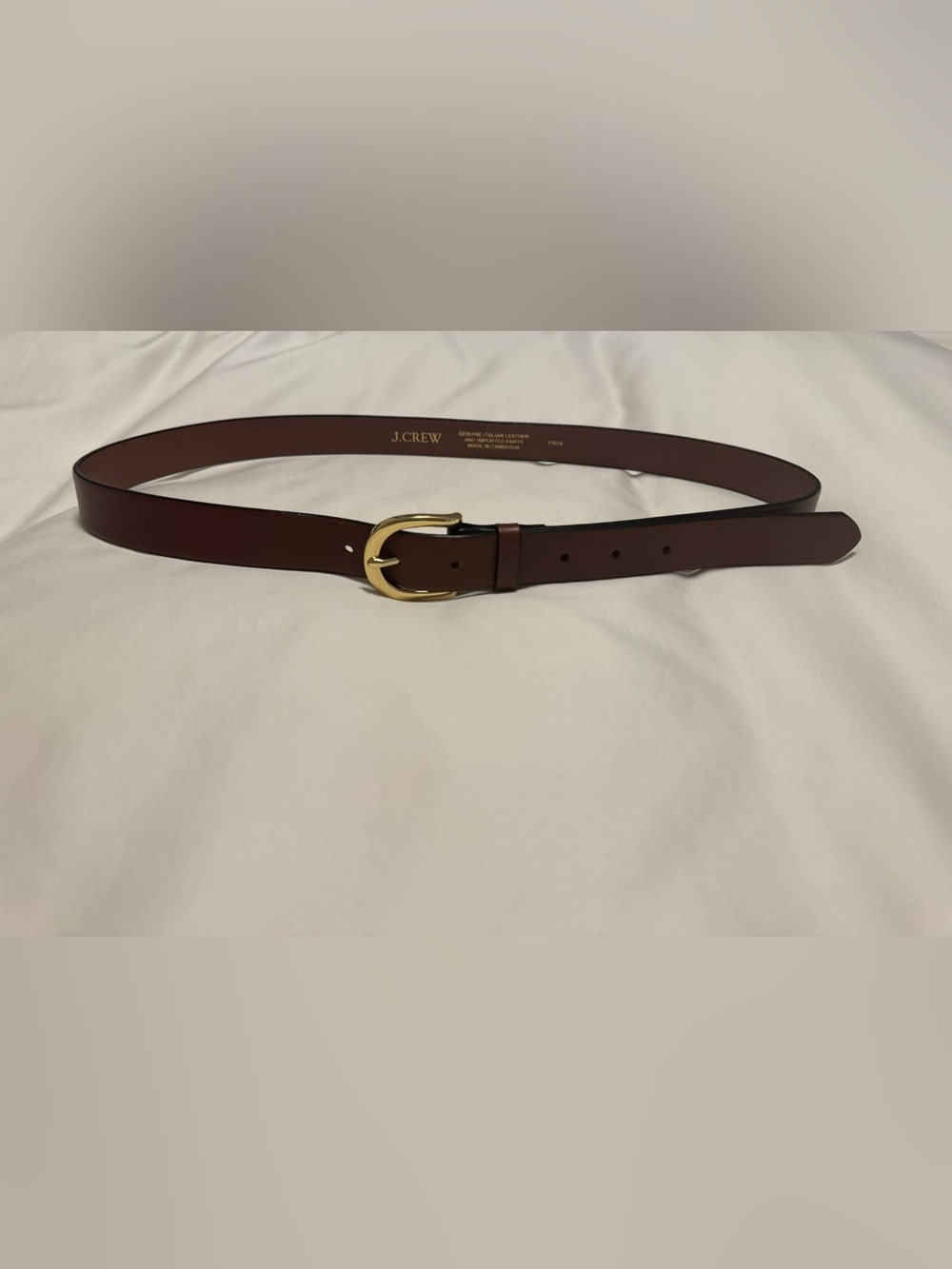 J. Crew Women's Dark Brown Leather Belt with Gold-Tone Buckle